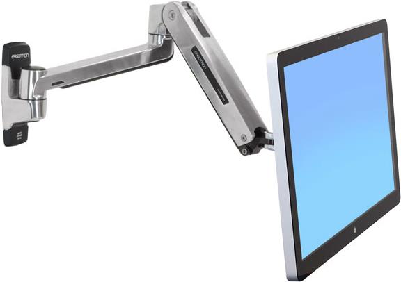 Ergotron LX HD Sit-Stand Wall Mount LCD Arm - Wandhalterung für LCD-Display - Aluminium - Polished Aluminum - Bildschirmgröße: bis zu 116,8 cm ( bis zu 116,80cm (46")  )