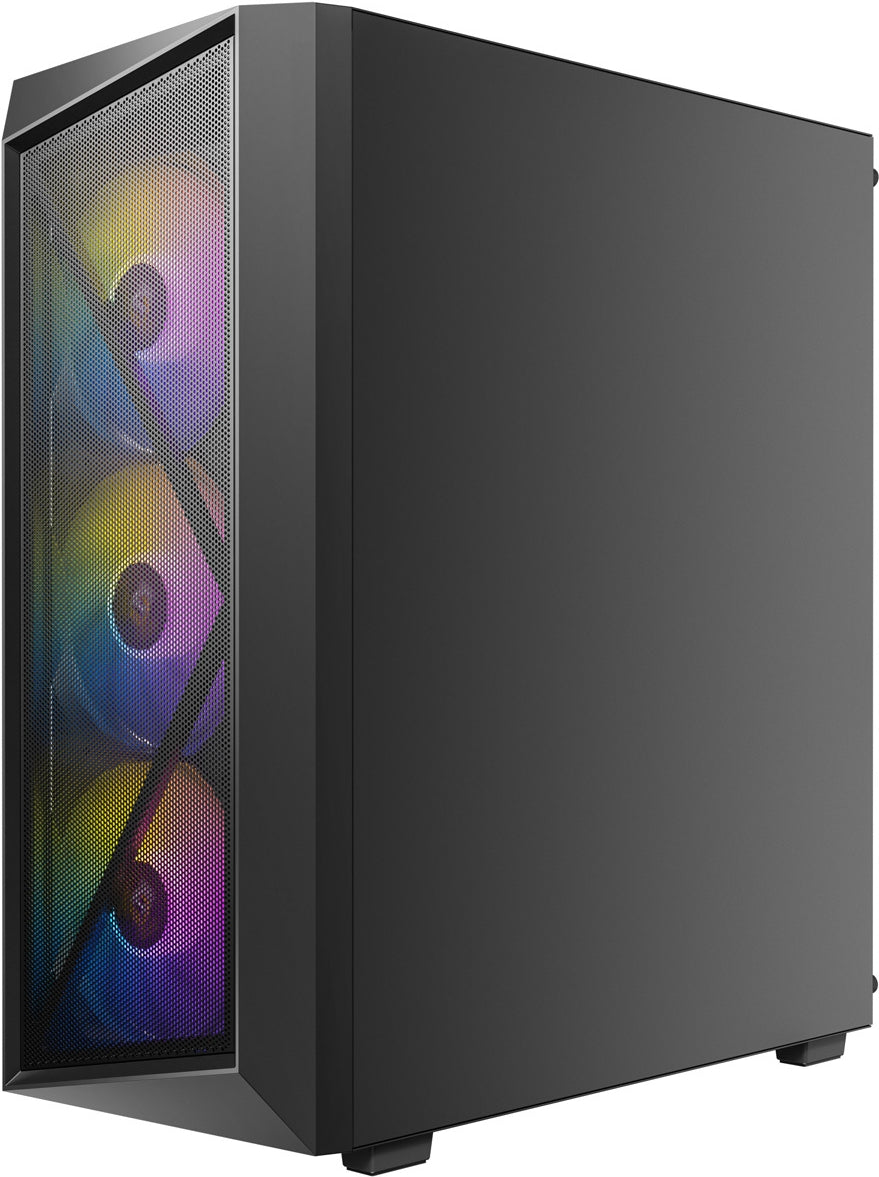 AX67 ARGB Case with Tempered Glass Side Panel and Stylish Geometric Mesh Front Panel