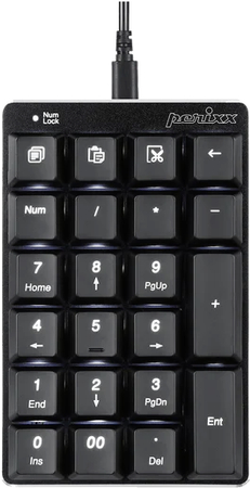 Perixx PERIPAD-303 B Wired Numeric Keypad Illuminated Black