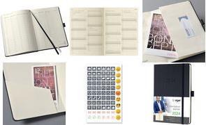 Sigel Conceptum 2024 Book Calendar A5 Black Weekly 1 Week/ 2 Pages 192 Pages (C2419)