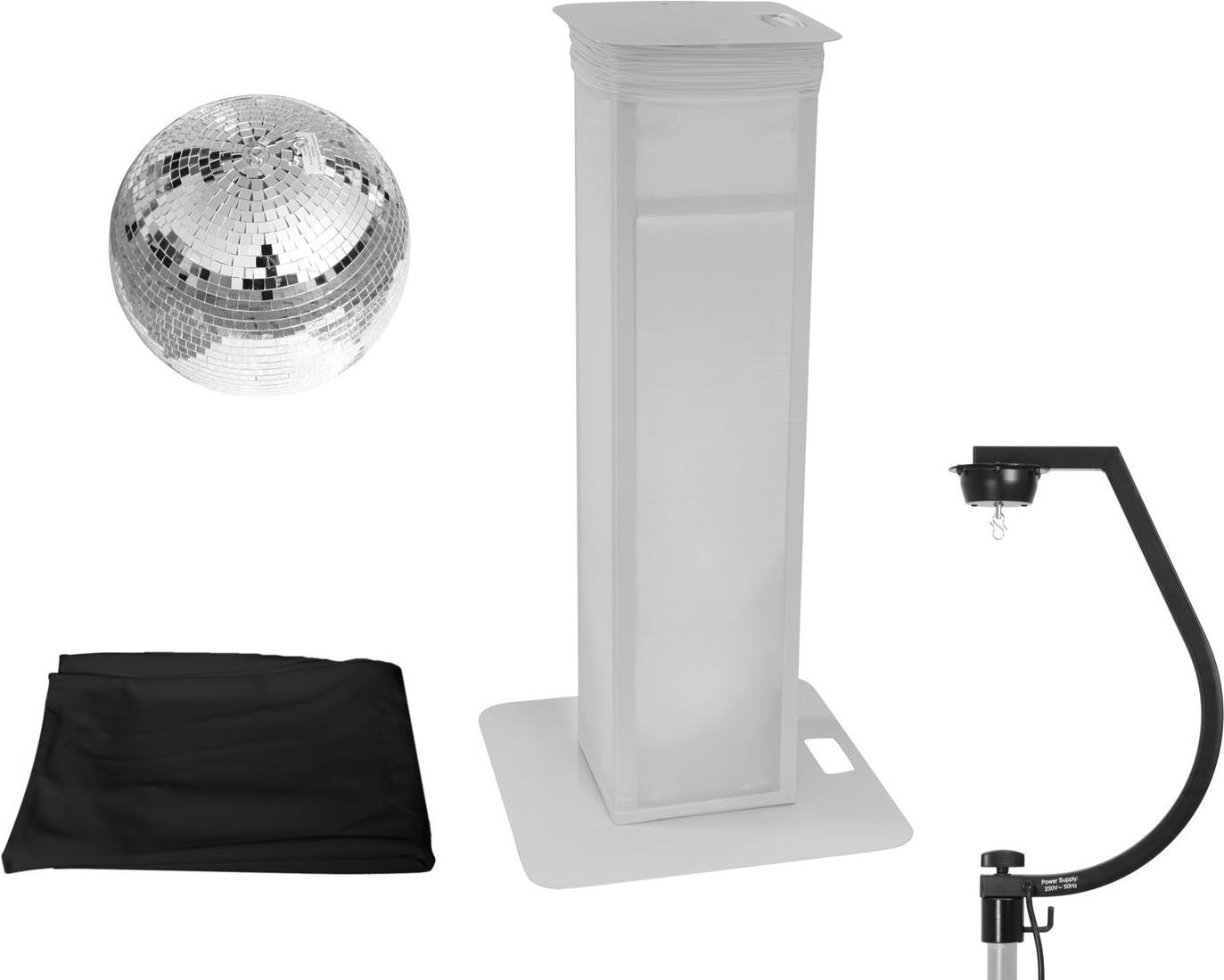 EUROLITE Set Mirror Ball 30 cm with Variable Stage Stand + Black Cover (20000714)