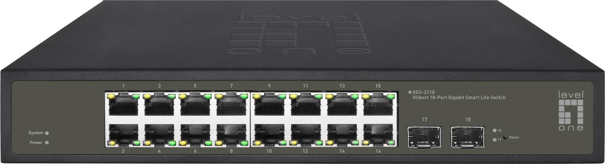 LevelOne Hilbert 18-Port Gigabit Smart Lite Switch - 16 x RJ45 - 2 x SFP (GES-2118)