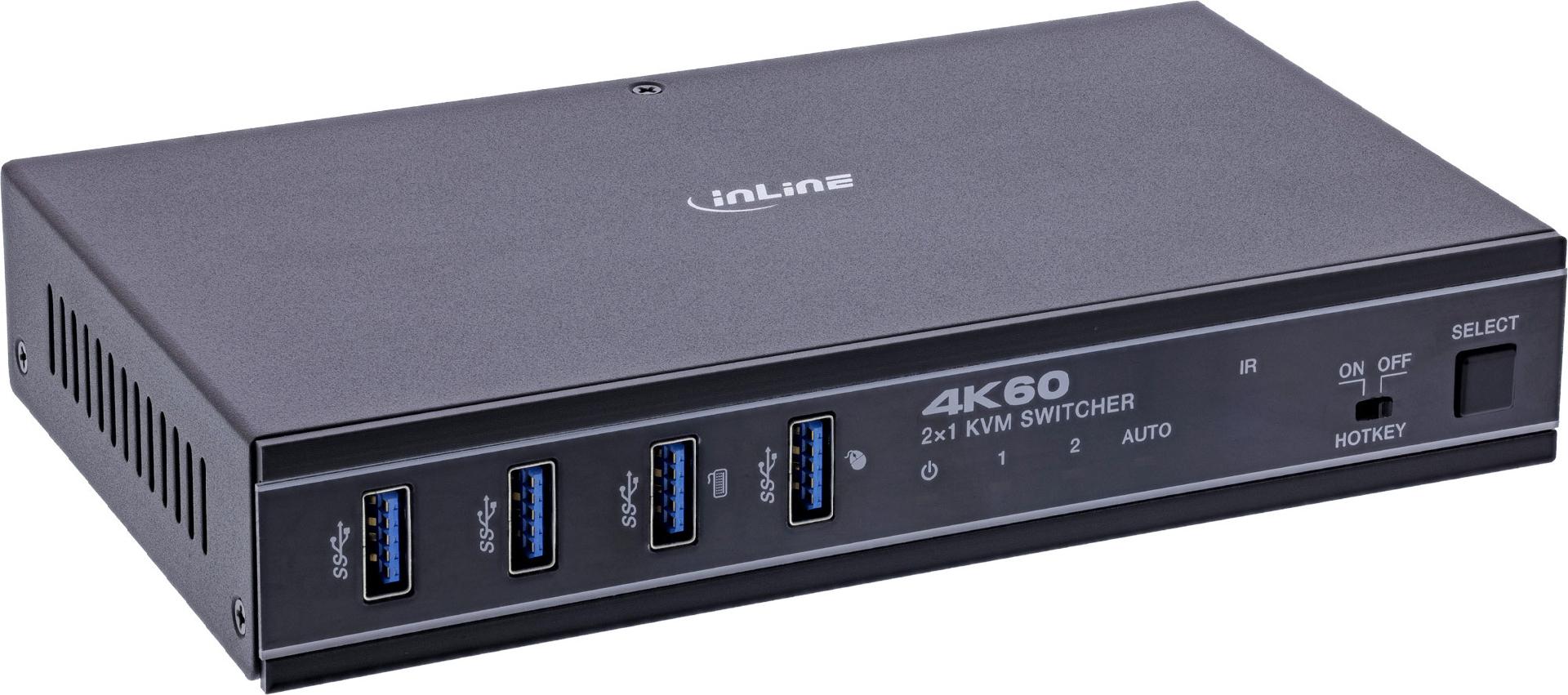 InLine KVM Switch - 2-Port - HDMI & USB-C - 4K 60Hz - Switch (57885E) 4K60Hz