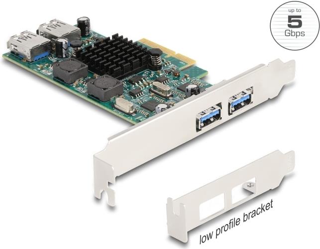 Delock PCI Express x4 Card with 2x USB 5 Gbps Type-A + 2x Internal USB (90282)