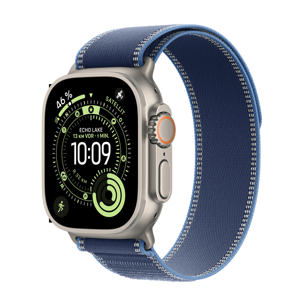 Apple Watch Ultra 3 Titanium Cellular 49 mm Natural (Trail Loop Blue/Light Blue) M/L (MEWU4QF/A)