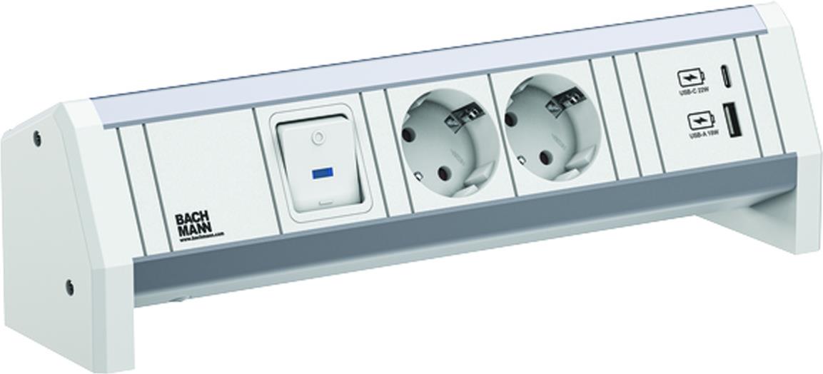 Bachmann DESK Power Strip 2xCEE7/3 - White - Model 902.0291
