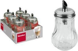 metaltex Sugar Dispenser "Dolce", Round, Transparent, Glass and Stainless Steel Lid, 6 Pieces