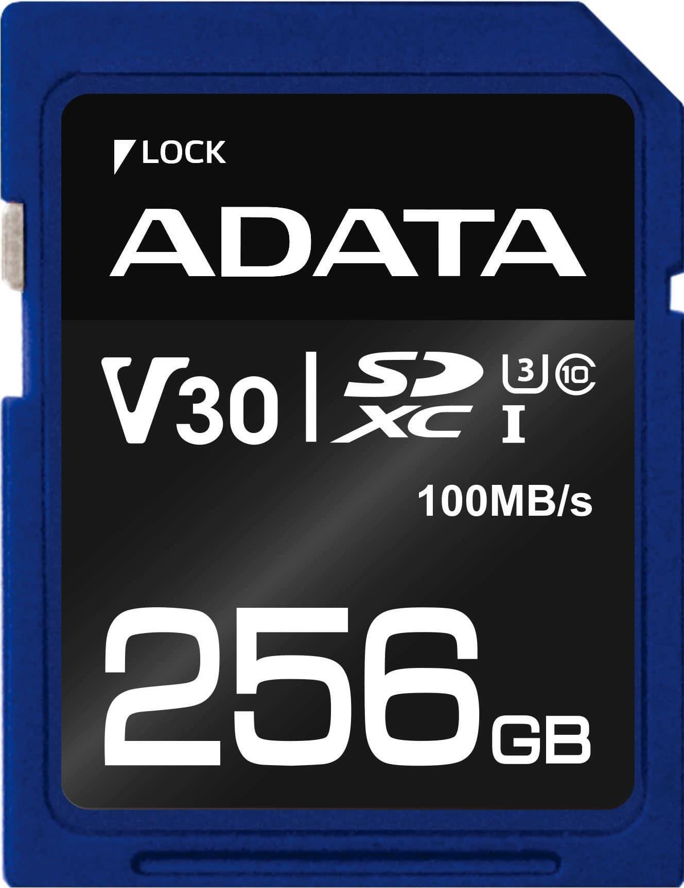 ADATA - Premier Pro - Flash Memory Card - 256GB - SDXC UHS-I U3 - ASDX256GUI3V30S-R V30 Class10