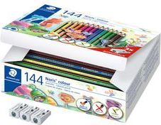 STAEDTLER Triangular Colored Pencil Noris colour, 144-Piece Triangular Cardboard Box, 100% PEFC, Wopex Material - 187 C144