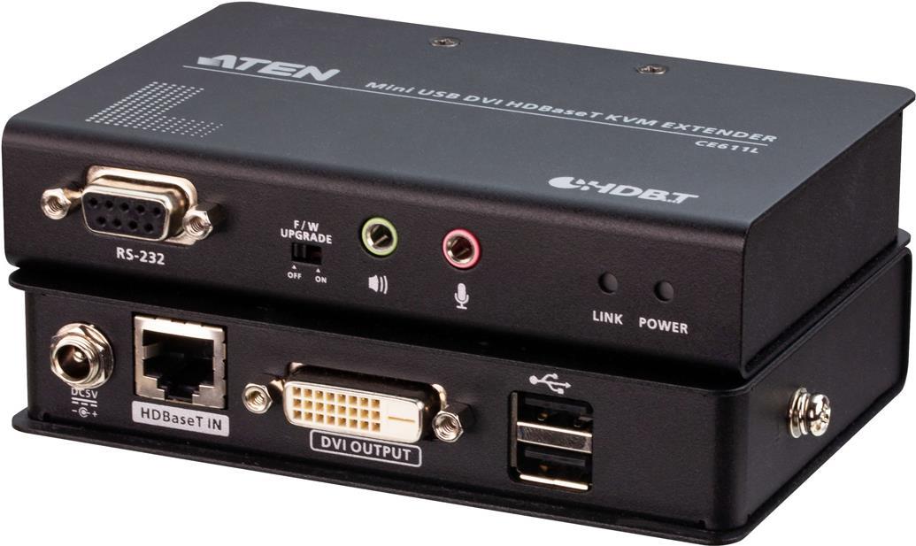 ATEN CE611 KVM/Audio/USB/Serial Extender - HDBaseT - USB - up to 100 m