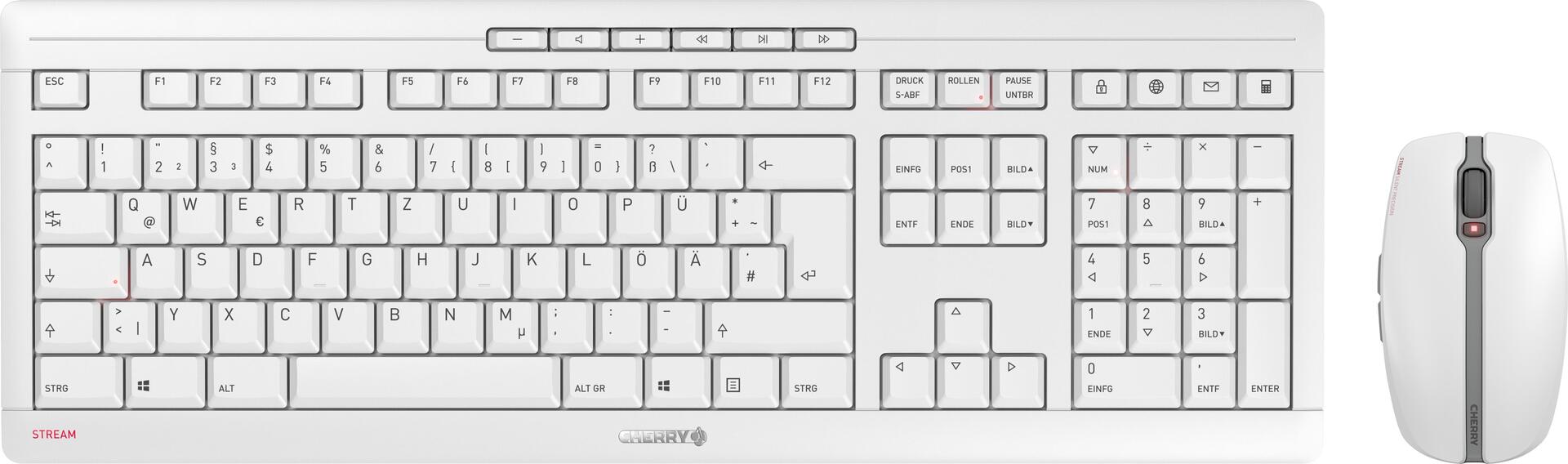 CHERRY STREAM DESKTOP RECHARGE - Wireless Keyboard and Mouse Set - QWERTY - Pale Gray