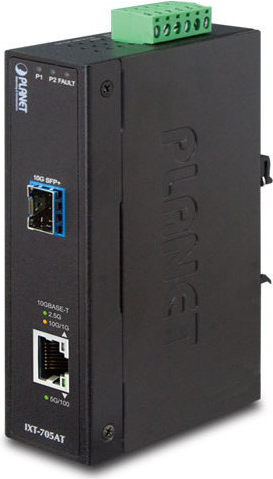 PLANET IXT-705AT - 10 G Ethernet Media Converter - 20000 Mbit/s - Industrial-grade 802.3ab 802.3ae 802.3an 802.3bz 802.3u 802.3x
