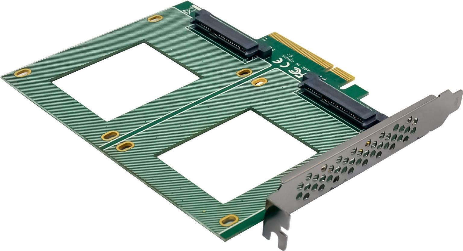 InLine PCIe Karte zu 2x intern U.2 NVMe SFF-8639 Bifurcation x8 (76660P)