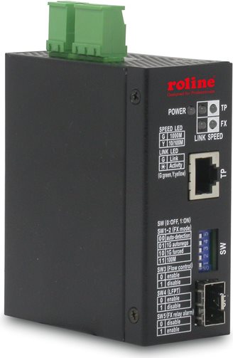 ROLINE Industrial Converter RJ-45/SFP 10Base-T to 1000Base-X 100Base-TX 1000Base-T 100Base-X RJ-45