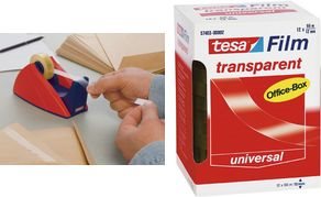 tesa Film - Transparent Adhesive Film - 15 mm x 66 m - Strong Adhesion - Easy to Unwind (57372-00002-00)