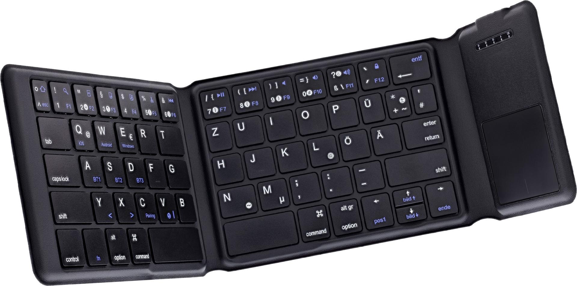 InLine Foldable Bluetooth Keyboard with Touchpad - Black, QWERTZ Layout (55379B)