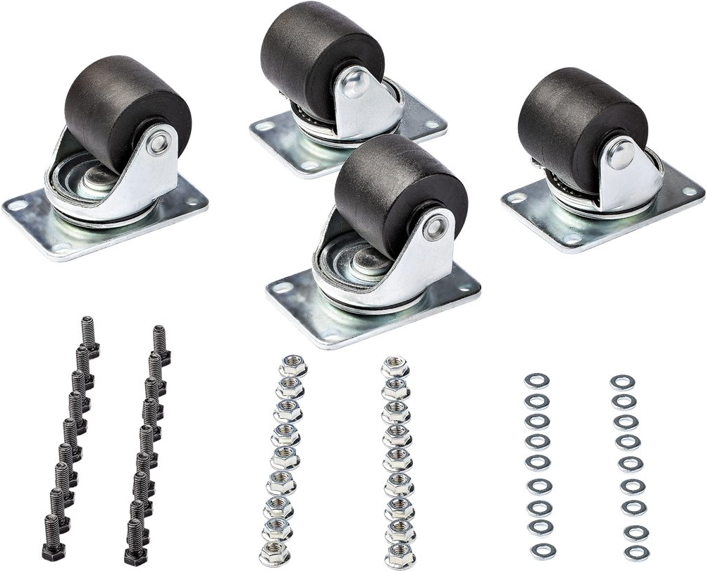 StarTech.com Heavy Duty Casters for Server Racks/Cabinets, Set of 4 Universal M6 5.10 cm (2") Swivel Caster Kit - RKCASTER2 - Black, Silver 45x75mm