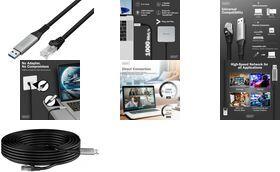 DIGITUS USB 3.2 RJ45 Ethernet Cable 1Gbit/s - Digital/Data (AK-300600-050-S) 3.2.RJ45