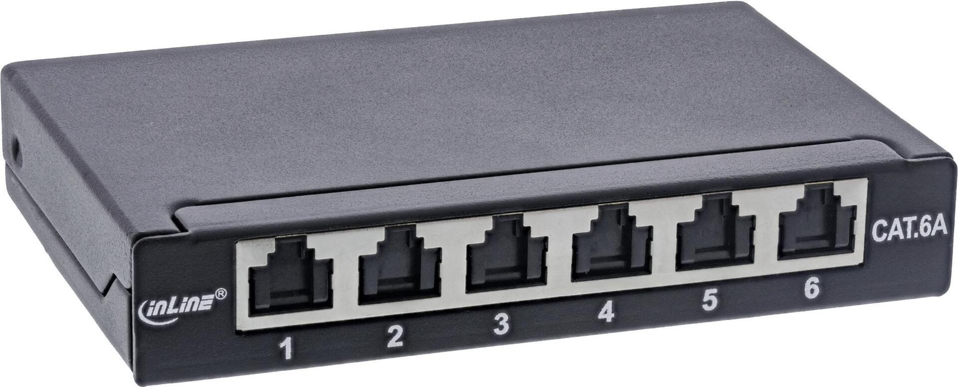 InLine Patch Panel Cat.6A 0.5U 6-Port Black (76816B)