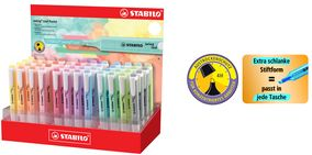 STABILO Textmarker swing cool Pastel, 48er Display Keilspitze, Strichstärke: 1,0 - 4,0 mm, Taschenmodell mit - 1 Stück (275/48-8-2)