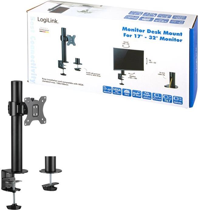 LogiLink Table Mount for LCD Display, Steel, Black, 17"-32" Screen Size