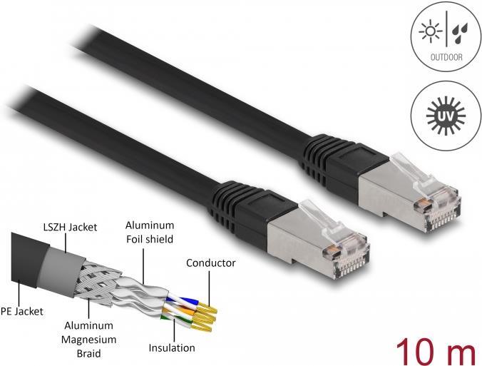 Delock Patch Cable RJ-45 (M) to RJ-45 (M) 10 m CAT 6a - Black (80130)
