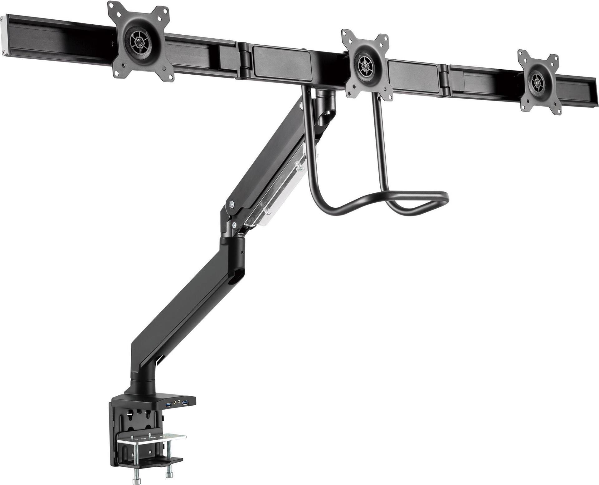 InLine Mounting Kit for 3 LCD Displays - Aluminum - Black - Screen Size: 68.58 cm (27") - Table Mount (23172A)