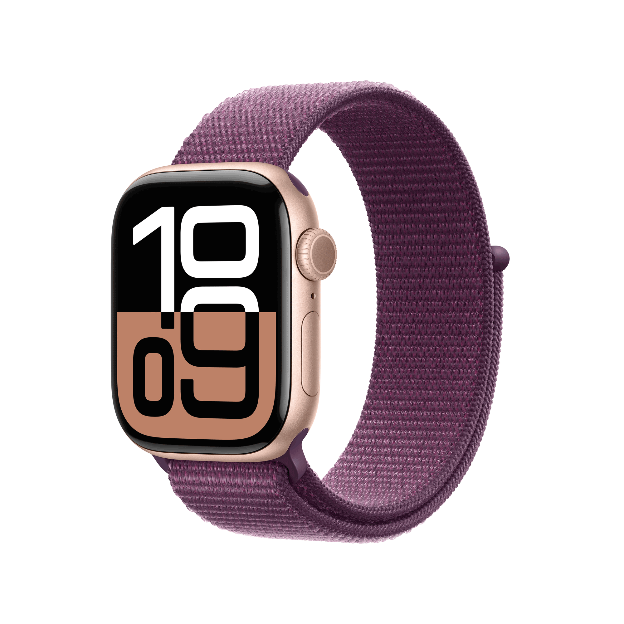 Apple Watch Series 10 GPS + Cellular 42 mm Rose Gold Aluminium Case with Plum Sport Band (MWXC3QF/A)
