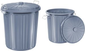 helit Waste Bin with Lid, Grey, 73 L, Opaque Plastic, 2 Metal Clips - 1 Piece (H2405883)