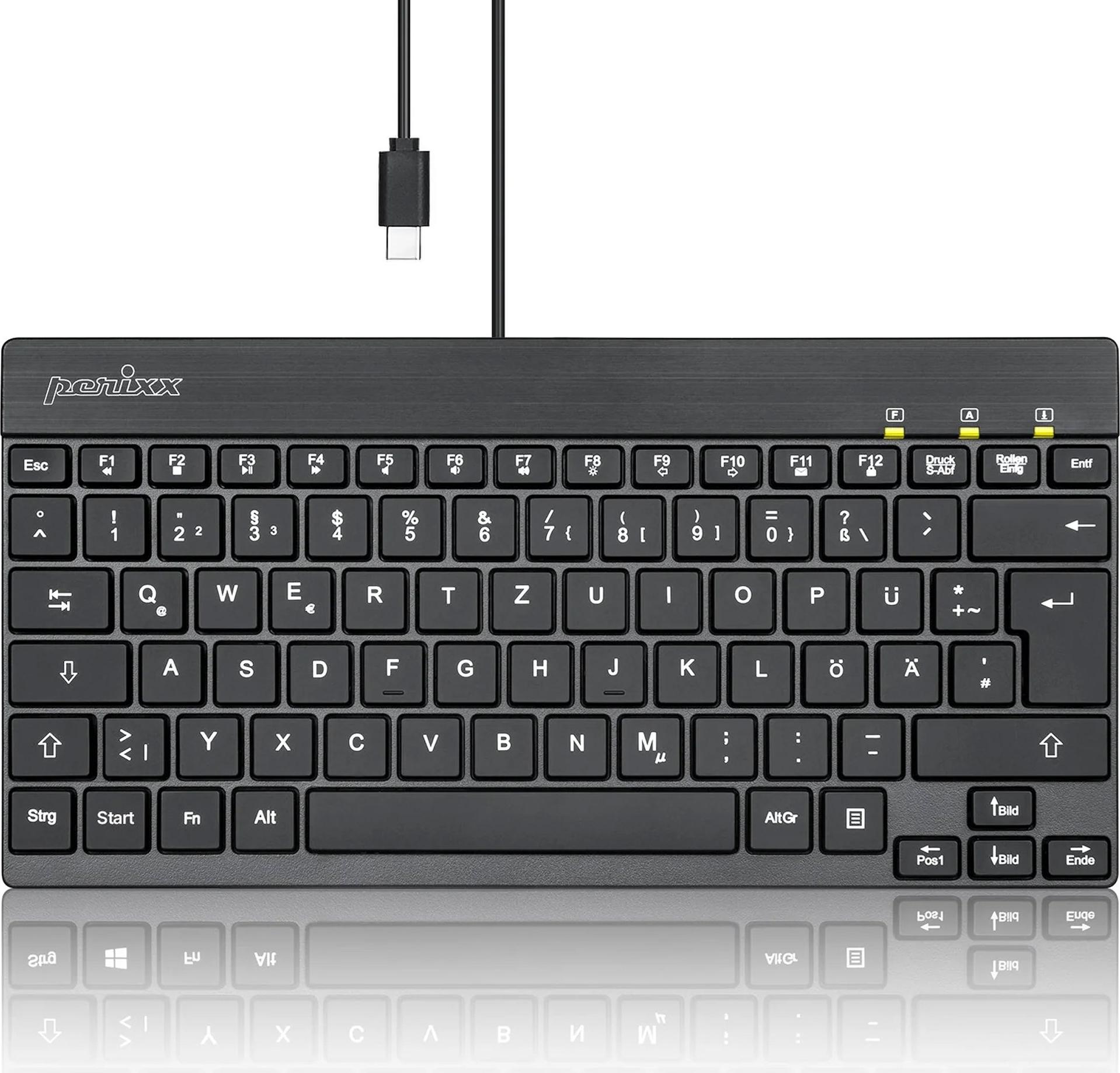 Perixx PERIBOARD-426C DE kabelgebundene USB-C Mini Tastatur mit flachen (PERIBOARD-426C DE)