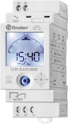 Finder Timer Switch for DIN Rail, 230 V/AC, 16 A, Astronomical (12.81.8.230.0000)