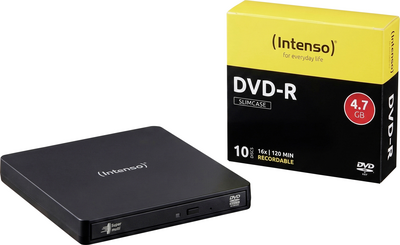 Intenso External DVD Burner Bundle Micro-USB B (USB 3.2 Gen 1) Black 5401400+4101652