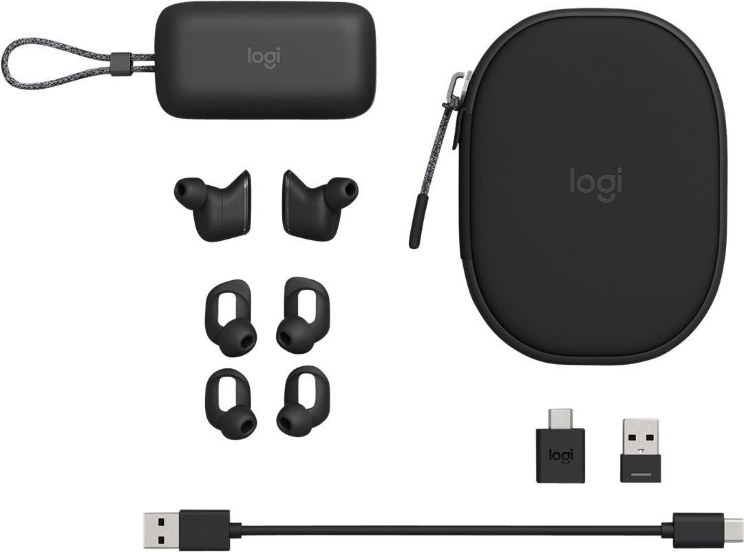 Logitech Zone True Wireless Headphones with Microphone, In-Ear, Bluetooth, Active Noise Cancellation, Graphite