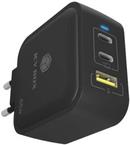 ICY BOX 3-Port 65W GaN Charger with PD 3.0 - 2x USB Type-C®, 1x USB Type-A - EU Plug (IB-PS1030-PD)