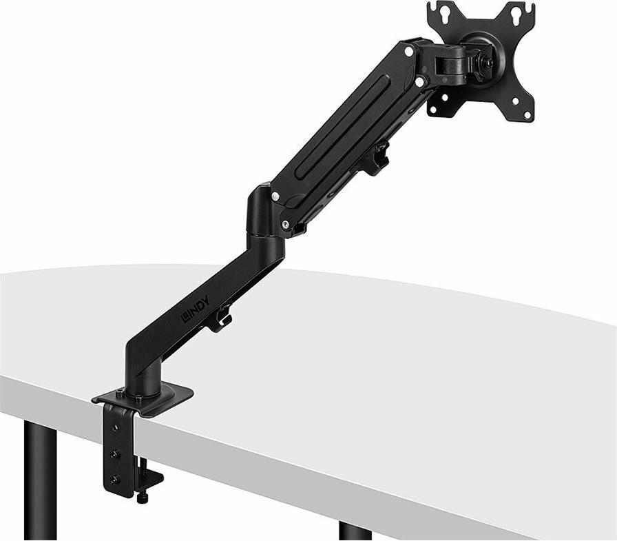 Lindy Mounting Kit (Gas Spring Monitor Arm) - for LCD Display - Single - Aluminum, Plastic - Black - Screen Size: 43.2-68.6 cm (17"-27")