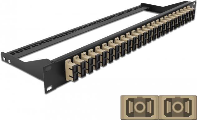 Delock - Patch Panel - Rack montierbar - SC Duplex MM X 24 - Schwarz, beige - 1U - 48.3 cm (19")