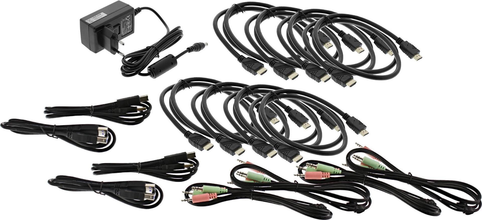 InLine KVM Desktop Switch - 4 Ports - Dual Monitor - HDMI - 4K - USB 3.0 - Audio (62654I) 4-fach