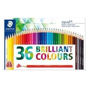 STAEDTLER Ergosoft Triangular Colored Pencils, 36 Pieces (157 M36)