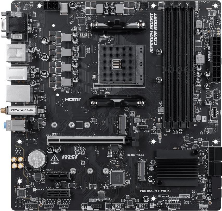 MSI B550M-P WiFi6E Motherboard, B550, AM4, mATX, AMD, 7C95-202R