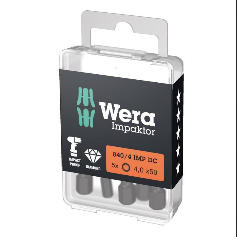 Wera Bit Impactor 6KT4 50 mm Diamond Coated for Hex Screws - 840/4 IMPDC DIN3126-D6,6 L.50mm 6KT