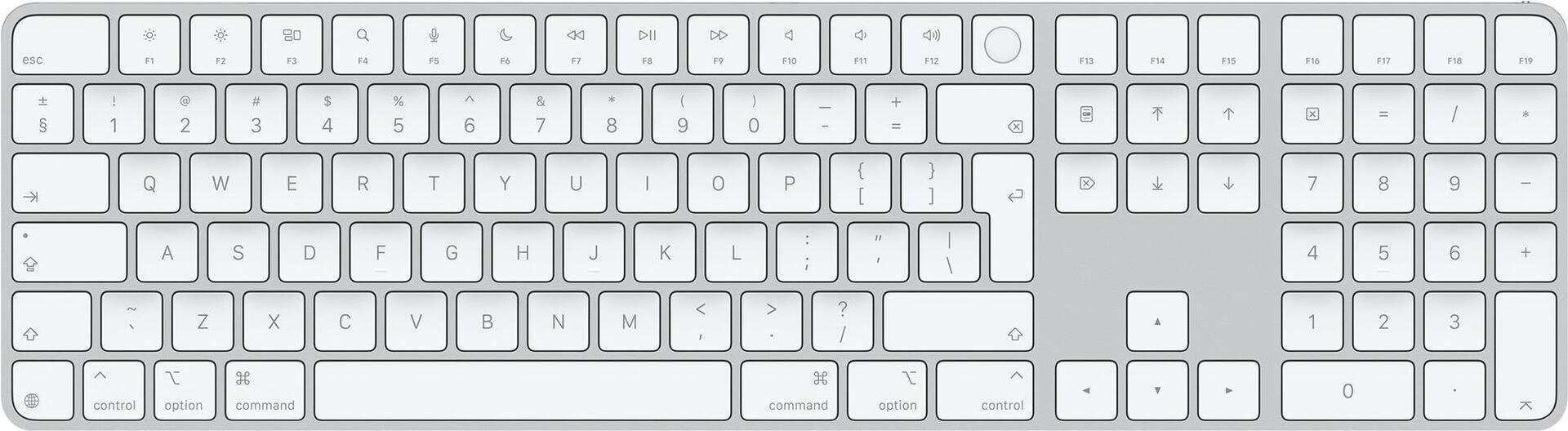 Apple Magic Keyboard with Touch ID and Numeric Keypad - Tastatur - USB-C - kabellos - Bluetooth - QWERTY - International Englisch - whitee Tasten (MXK73Z/A)