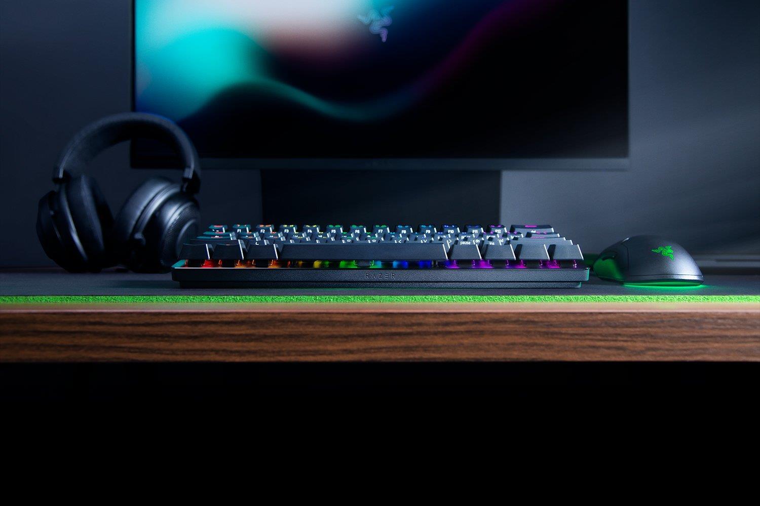 Razer Huntsman Mini Keyboard Backlit USB-C QWERTZ German Razer Clicky Optical Purple Black