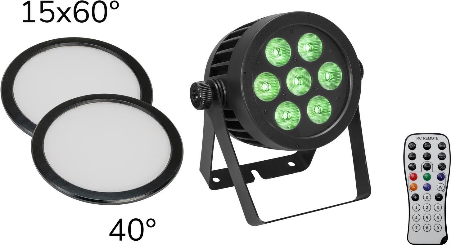 EUROLITE Set LED IP PAR 7x8W QCL Spot + 2 Diffuser Discs (20000670)