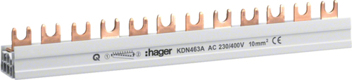 Phase Busbar 3P+N 10q 12mod Fork KDN463A (KDN463A)