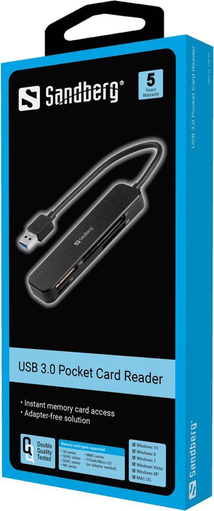 Sandberg - Kartenleser (MS, MMC, SD, TransFlash, microSD, SDHC, SDXC) - USB 3.0