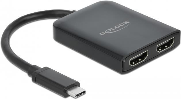 DeLOCK - Highspeed Videoschnittstellen-Converter - HDMI / USB - USB-C (M) bis HDMI (W) - 20cm - Schwarz - 4K Unterstützung, aktiv, Zweibildschirmbetrieb (87755)