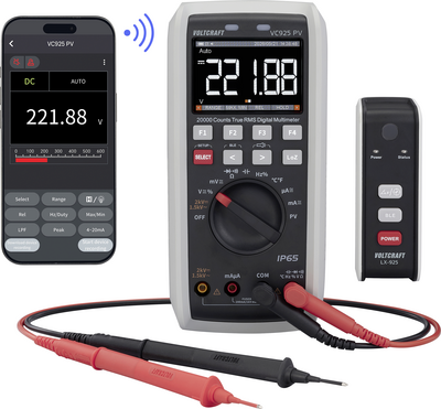 VOLTCRAFT VC925 PV Digital Multimeter IP65 CAT III 1500 V, CAT IV 1000 V 20000 Counts VC-15361740