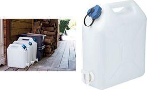 EDA Water Can Extra Strong, White, 20 Liters with Lid and Drain Valve, Plastic