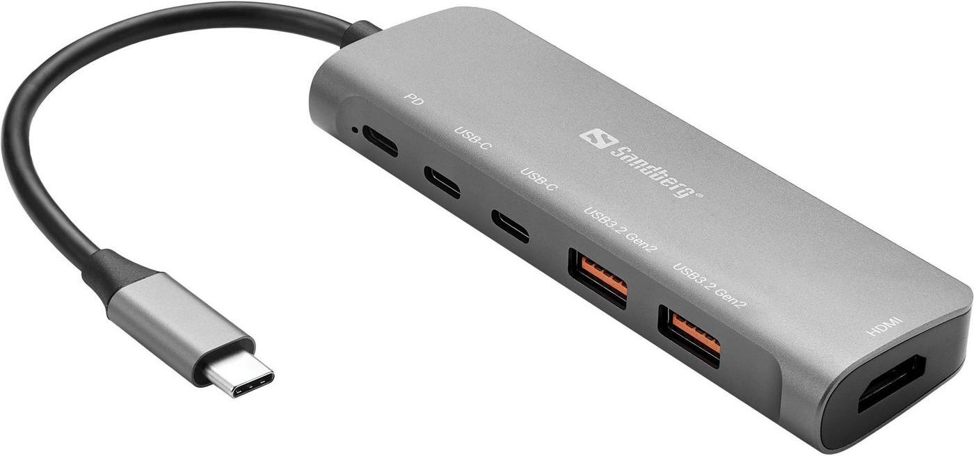 SANDBERG USB-C Dock HDMI + 2xUSB-A + 2xUSB-C + PD100W - 136-65