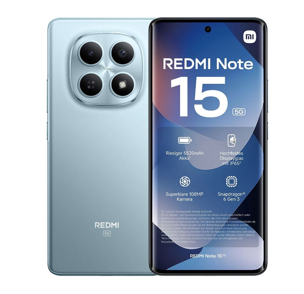 Xiaomi Redmi Note 15 5 G 256 GB Glacier Blue Dual SIM – 6,77" AMOLED 120Hz Smartphone